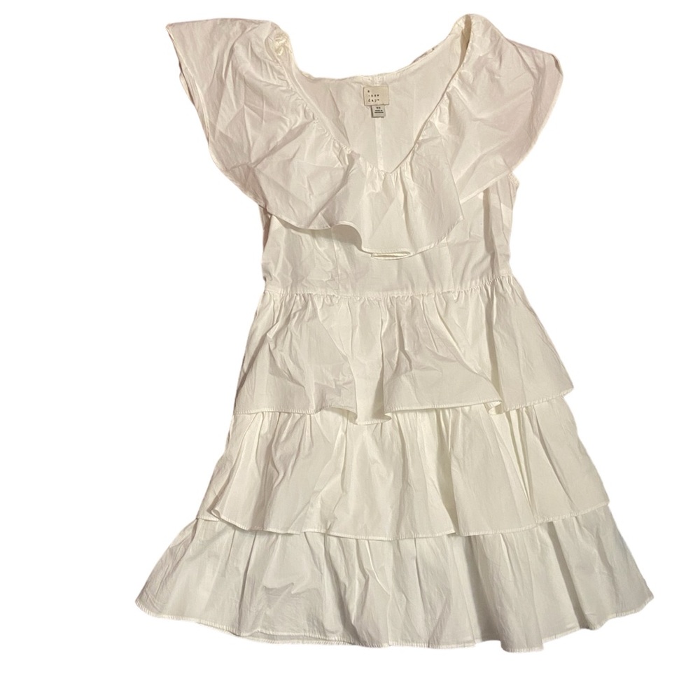 A new day women’s midi white ruffle dress, size XS